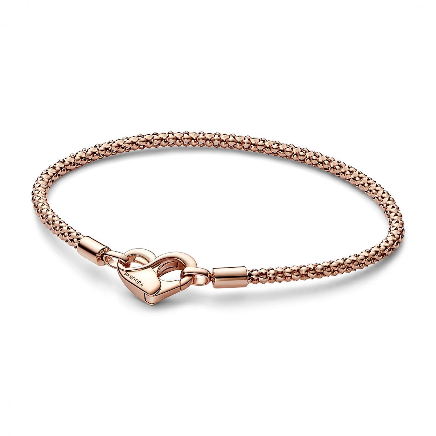 Pandora Moments Studded chain 14k rose gold-plated bracelet with heart clasp, 18