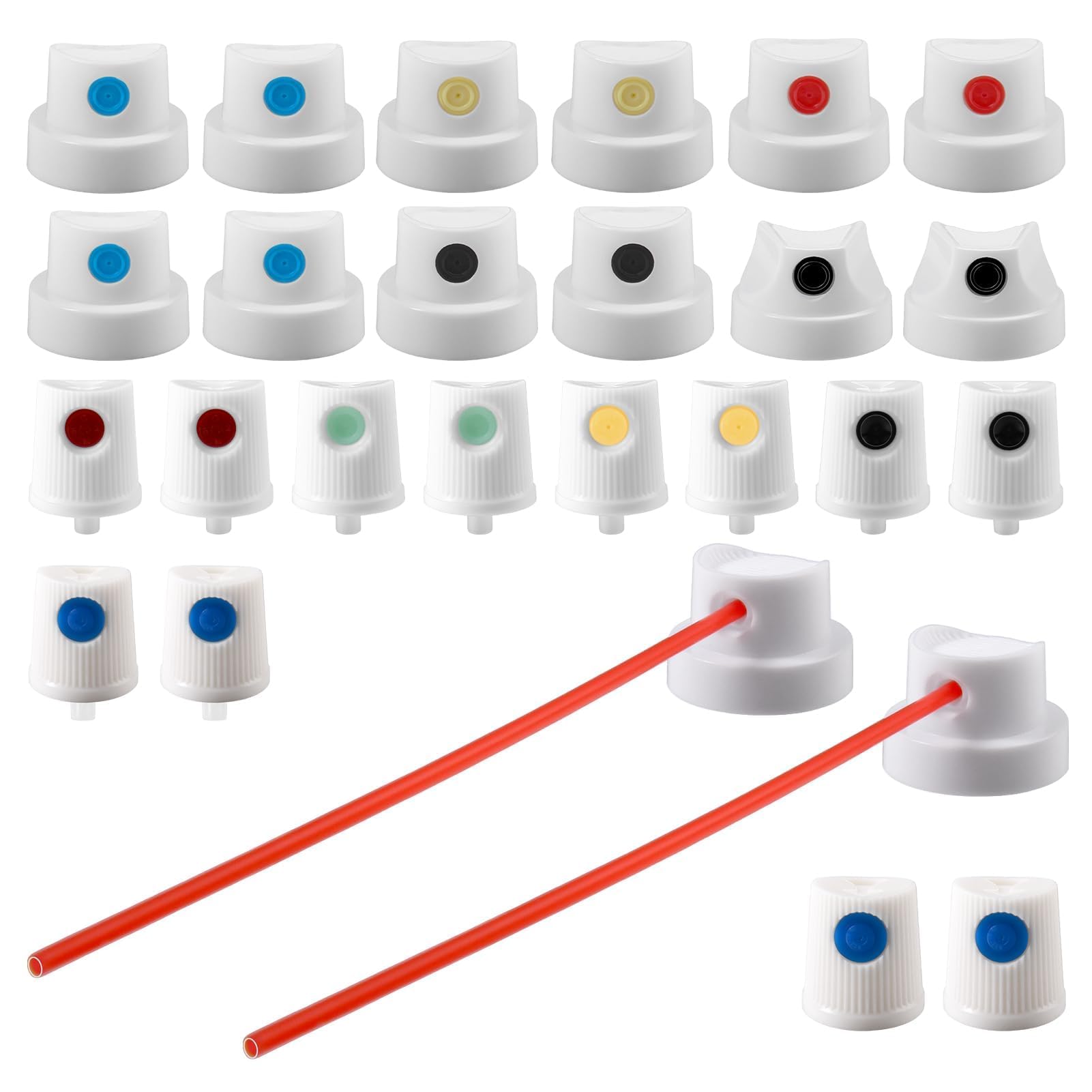 LEONTOOL Universal Spray Paint Caps 26 Assorted Caps and Tips Adapter Replacement for Different Spray Cans Sprays Paint Nozzles Sprays Paints Tips for Graffiti, Auto Repair, DIY Projects
