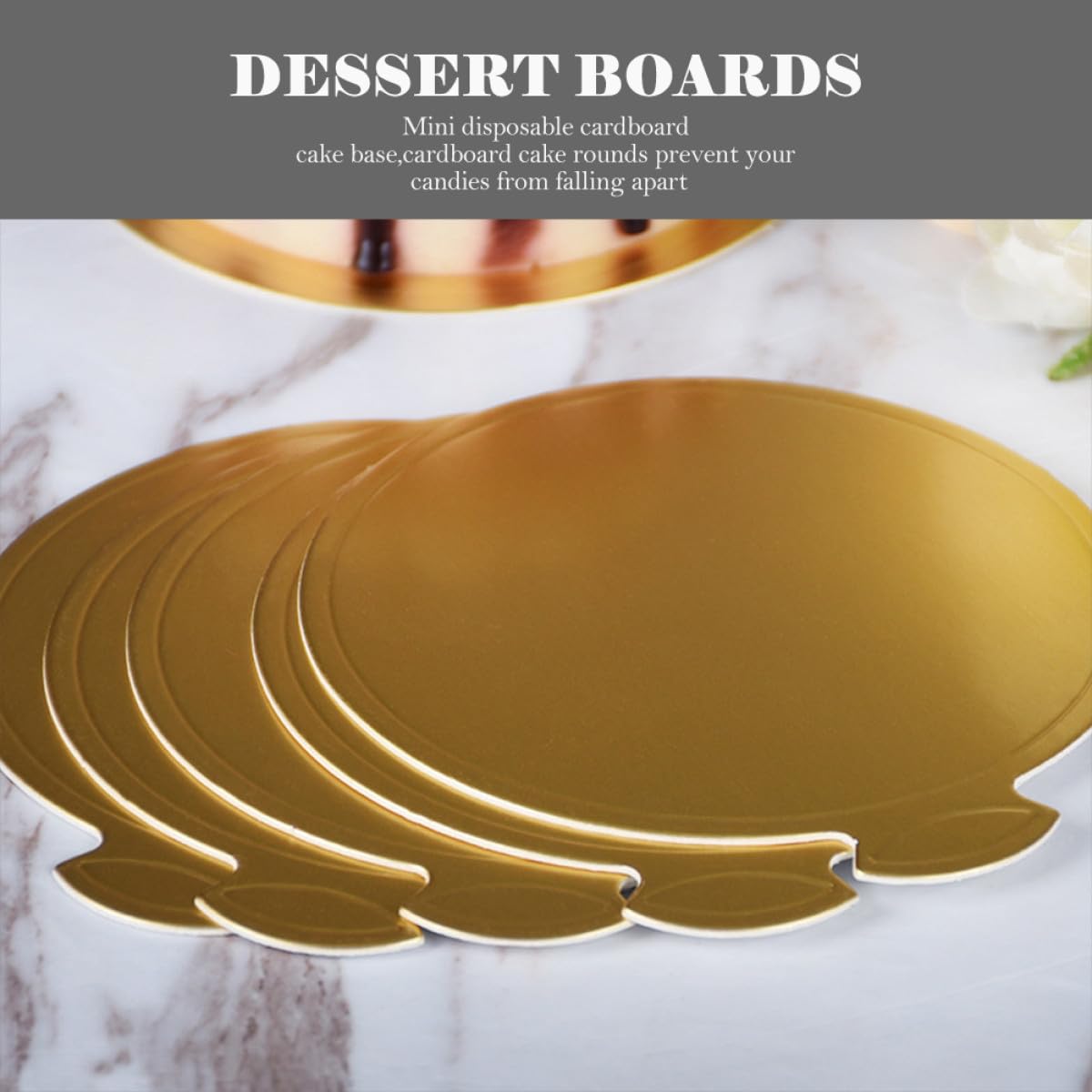 Plateaux en Carton Dorés Ronds pour Gâteaux Mousse Supports de Présentation 9 CM 8 CM 200 Pièces Socles Épais et Résistants pour Pâtisserie Service et Pique-Niques