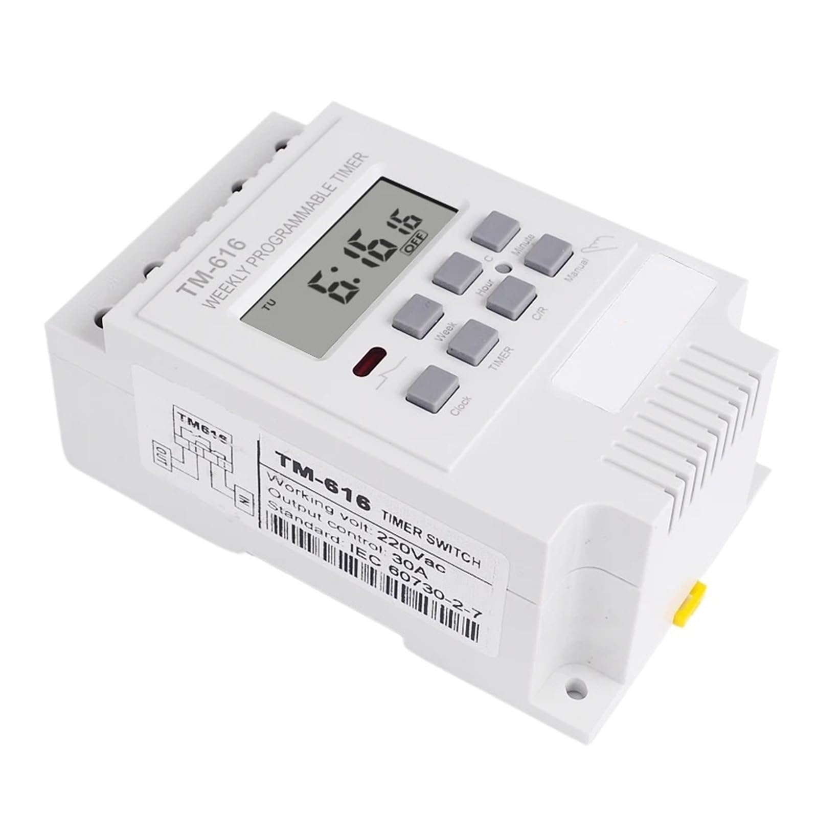 Temporizador de Control de 30 A, Montaje en riel DIN de 220 V