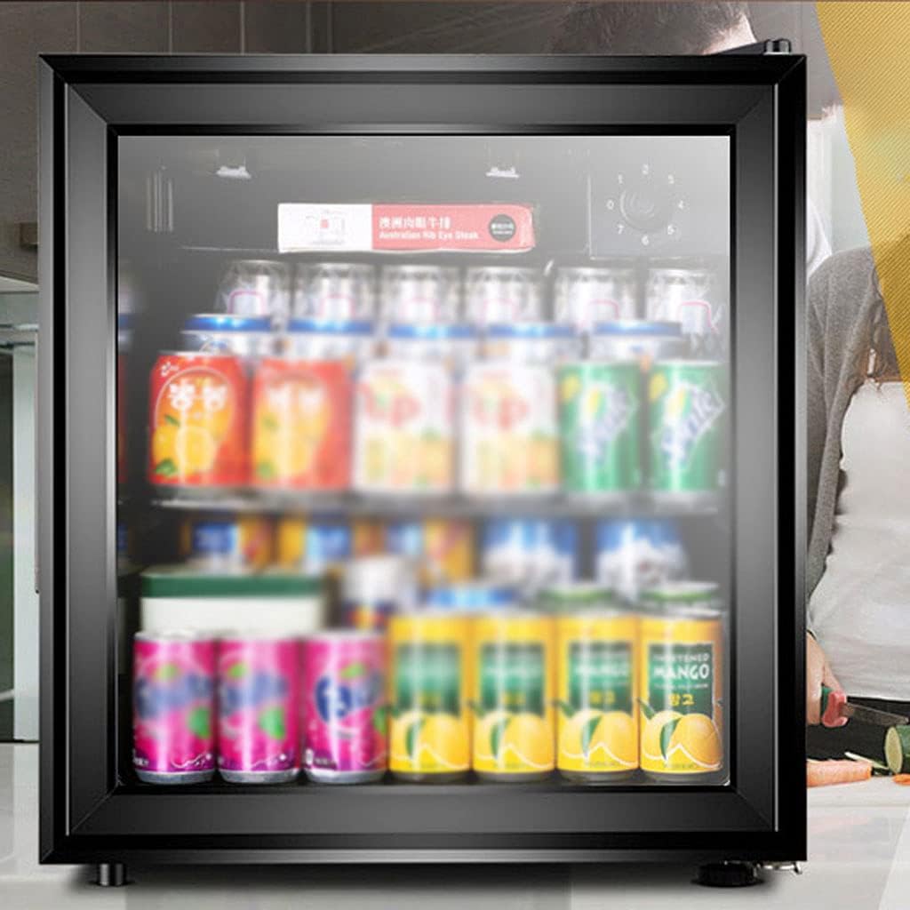 48L Wine Cooler/Beverage Refrigerator Small Mini Wine Cellar Constant Temperature + Slightly Frozen Double-Layer Vacuum Tempered Glass Black