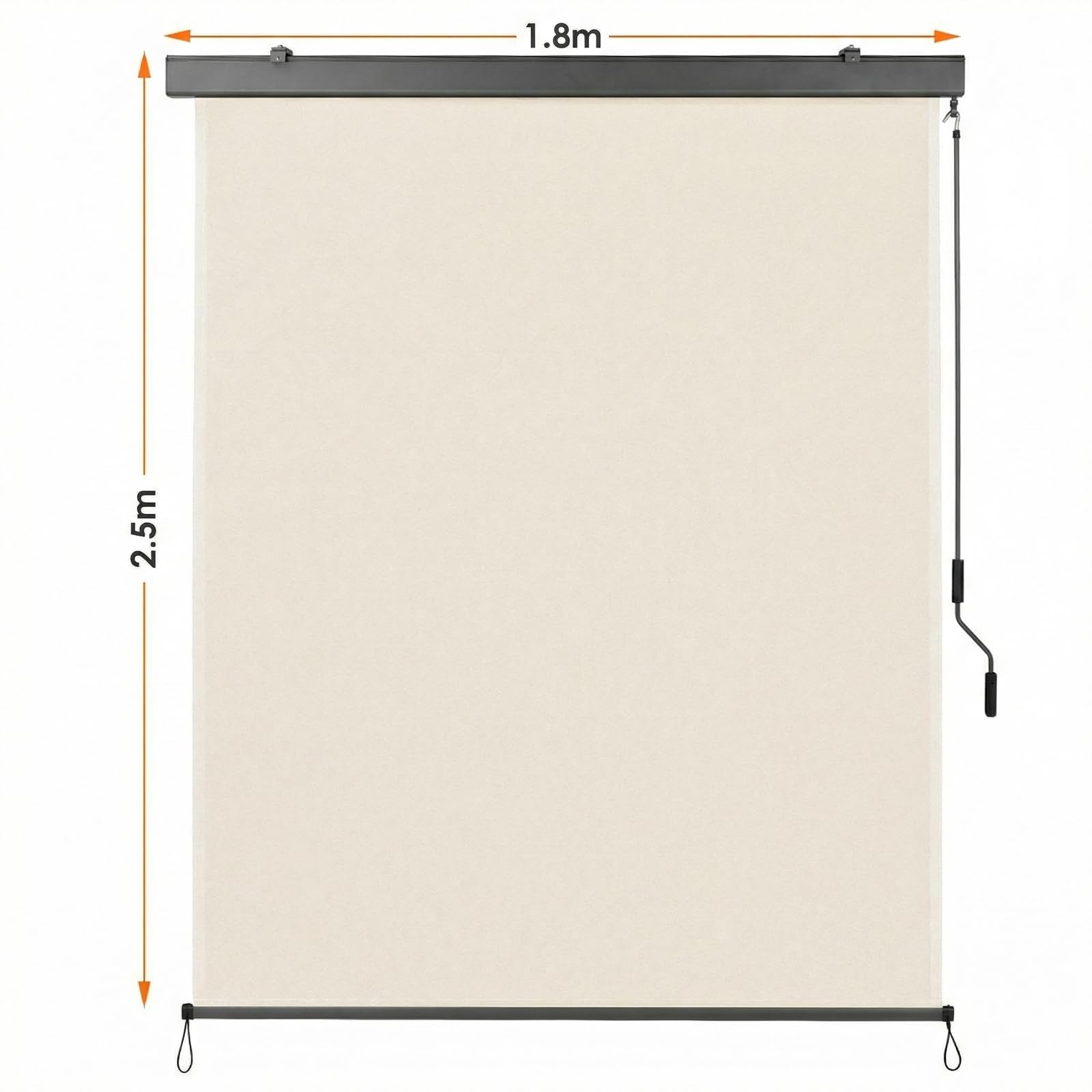 LIFERUN Tenda da sole verticale, 180 x 250 cm, con cassetta, beige
