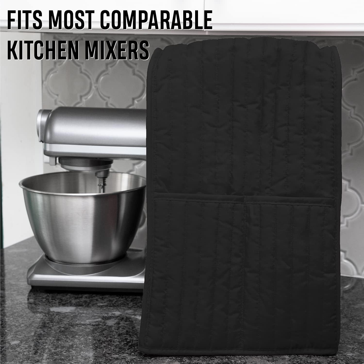 Ritz Premium Universal Blender Mixer Cover, 11.75" x 11.5" x 18.6", Polyester and Cotton Quilted, Fingerprint Protector, Super Soft Appliance Cover And Dust Cover, Black