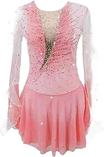 Vestido de patinaje artístico for niñas, gradiente, mujeres, equipo de hielo, competición, ropa de baile, cremallera con diamantes de imitación brillantes