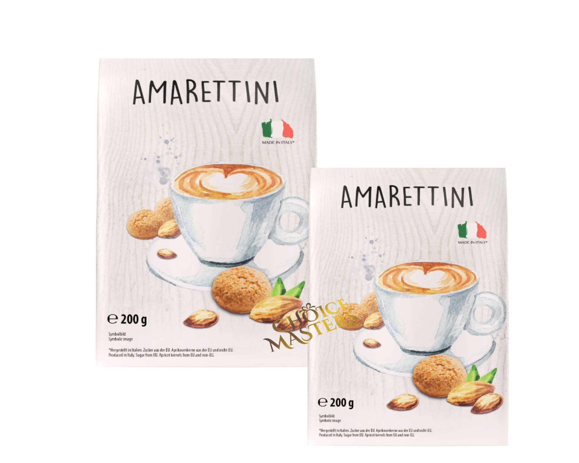 2 X Amaretti Biscuit Gift Bags | 2 Pack Of Deliciously Crunchy Biscuits With Apricot Kernels | Authentic Traditional Italian Amaretti Twice Baked 2 X 200g