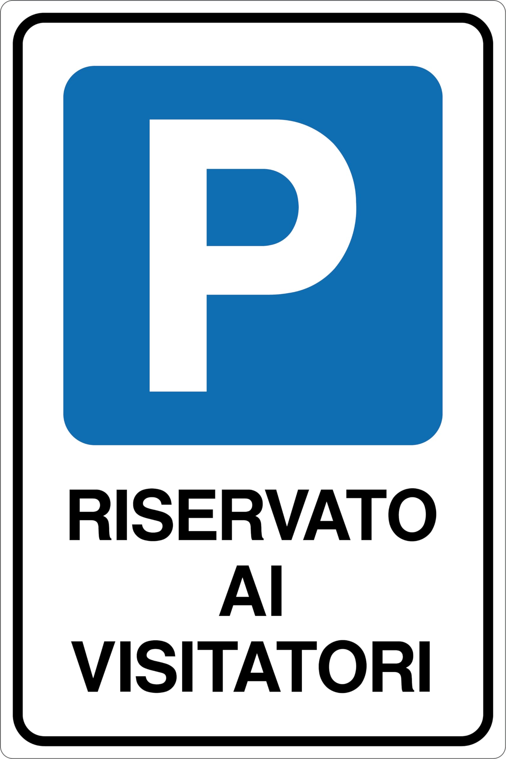 GLOBAL CARTELLO IN LAMIERA SCATOLATA RETTANGOLO 60X40 cm - PARCHEGGIO RISERATO AI VISITATORI - SEGNALE CATARIFRAGENTE (Classe 1)