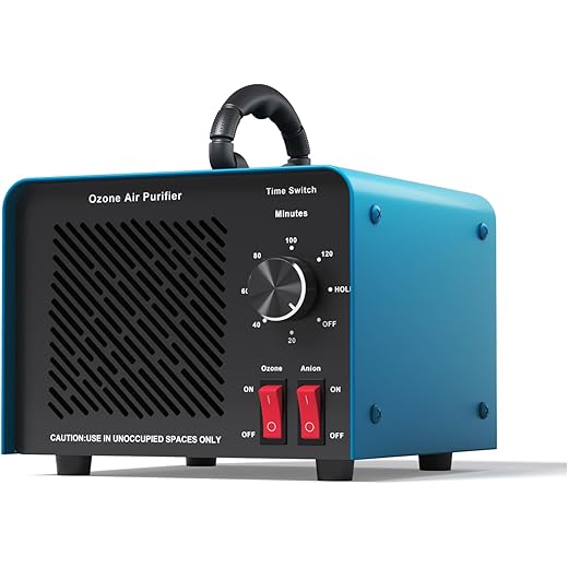 120,000mg/h 0zone Generator High Capacity 0zone Machine & Negative Ion Air Purifier for Home, Car, Pet Odor Removal, O3 Odor Eliminator up to 2,500 Sq. Ft.(Blue)