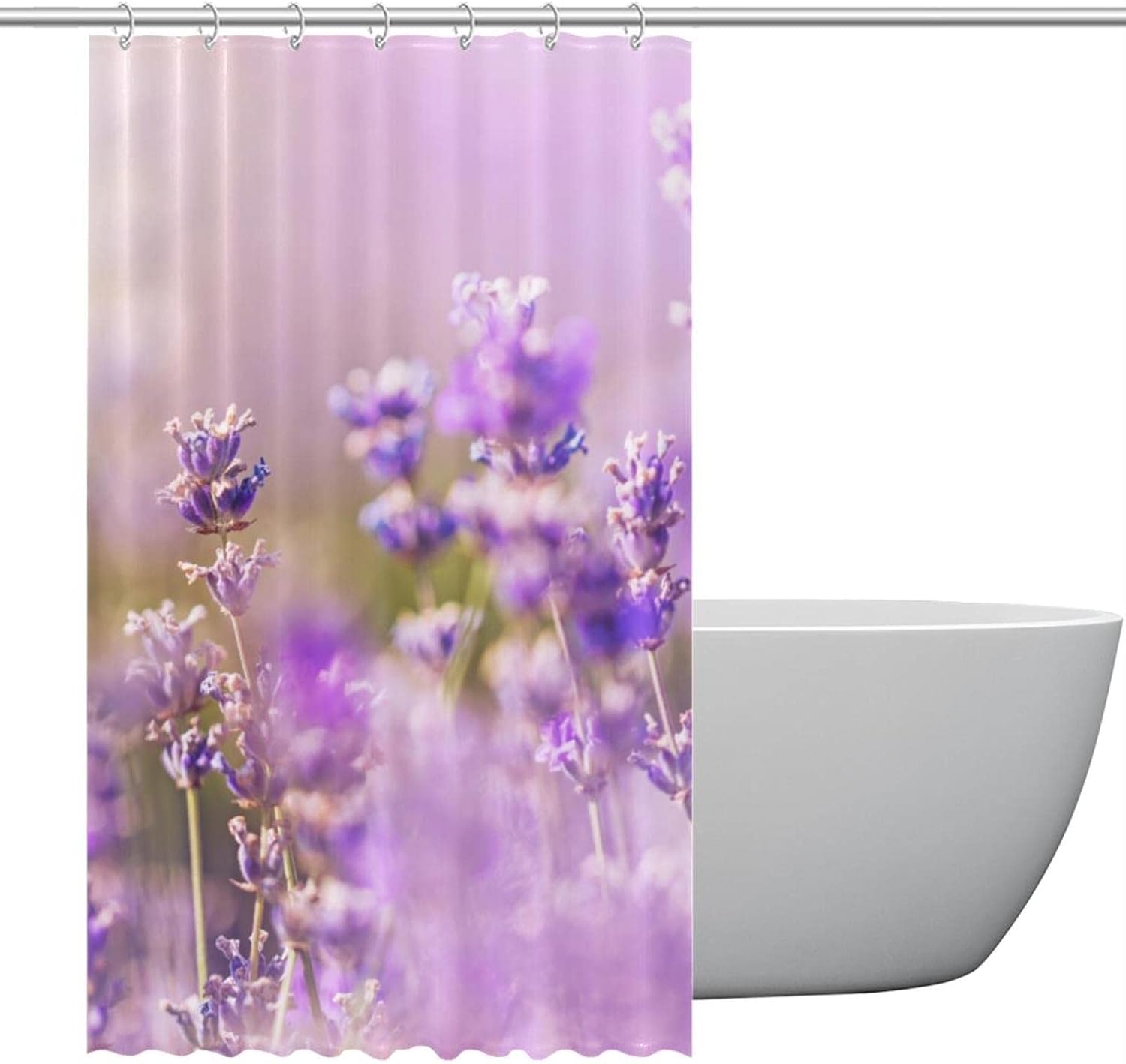 Unicey Shower Curtain Lavender Flower Purple Bloom Size