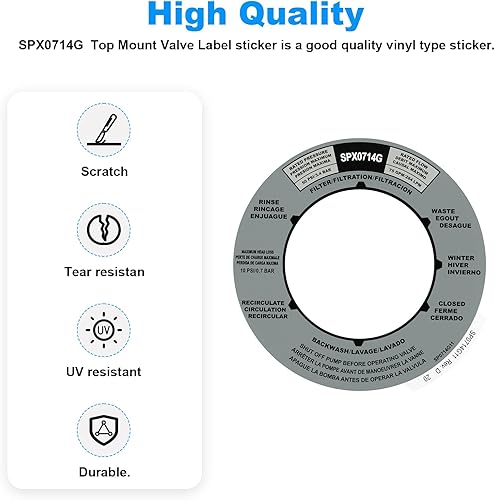 Miniatura 4 de SPX0714G Etiqueta de válvula de filtro de arena para válvula multipuerto Hayward SP0714T SP0714 SP714, se adapta a válvulas de filtro de arena serie