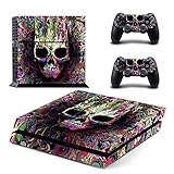 eSeeking Whole Body Vinyl Skin Sticker Decal Cover for PS4 Console and 2PCS Controllers Skins Colorful Skull