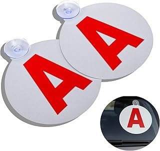 A Jeune Conducteur 2PCS Autocollant A pour Voiture À Ventouse - Ø 15 cm avec Ventouse, Rétroréfléchissant, Sécurité Nocturne, pour Permis Probatoire