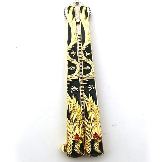 WANLIAN Dragon Beautiful Comb,Beautiful Comb Stainless Steel Folding Practice Combs Hair Styling Tools for Sport Outdoor Use (Black gold dragon) 3 Pcs