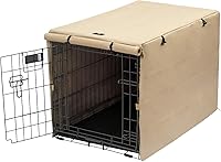 X-ZONE PET Double Door Dog Crate Cover for 24-48 Inch Wire Crates - Durable Waterproof Polyester Kennel Cover, Tan 24 Inch
