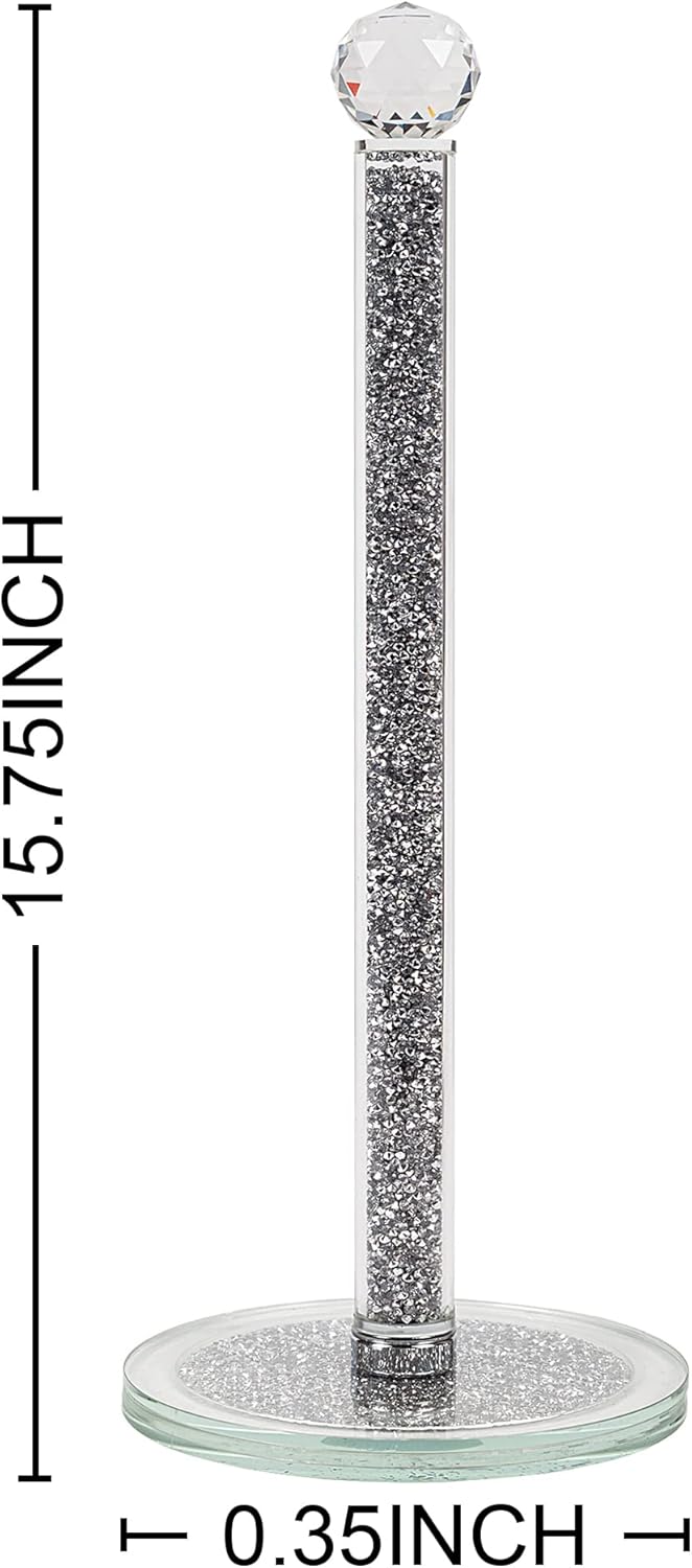 Black Friday - 60% OFF SHYFOY Countertop Paper Towel Holder - Silver Crystal Stand Up Paper Towel Holders with Crushed Diamond, Easy to Tear Paper, fits in Kitchen Countertop & Dining Room Table or Bathroom