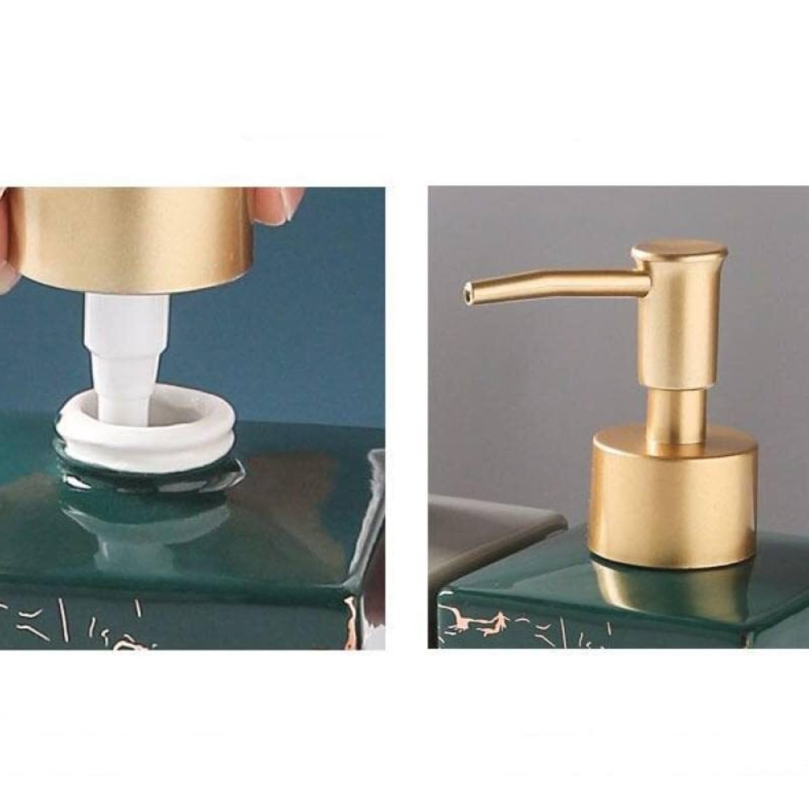 Dispensador de jabón recargable, dispensador de jabón, dispensador líquido de cerámica con bomba para las manos de porcelana a tiras dosificador líquido (A)