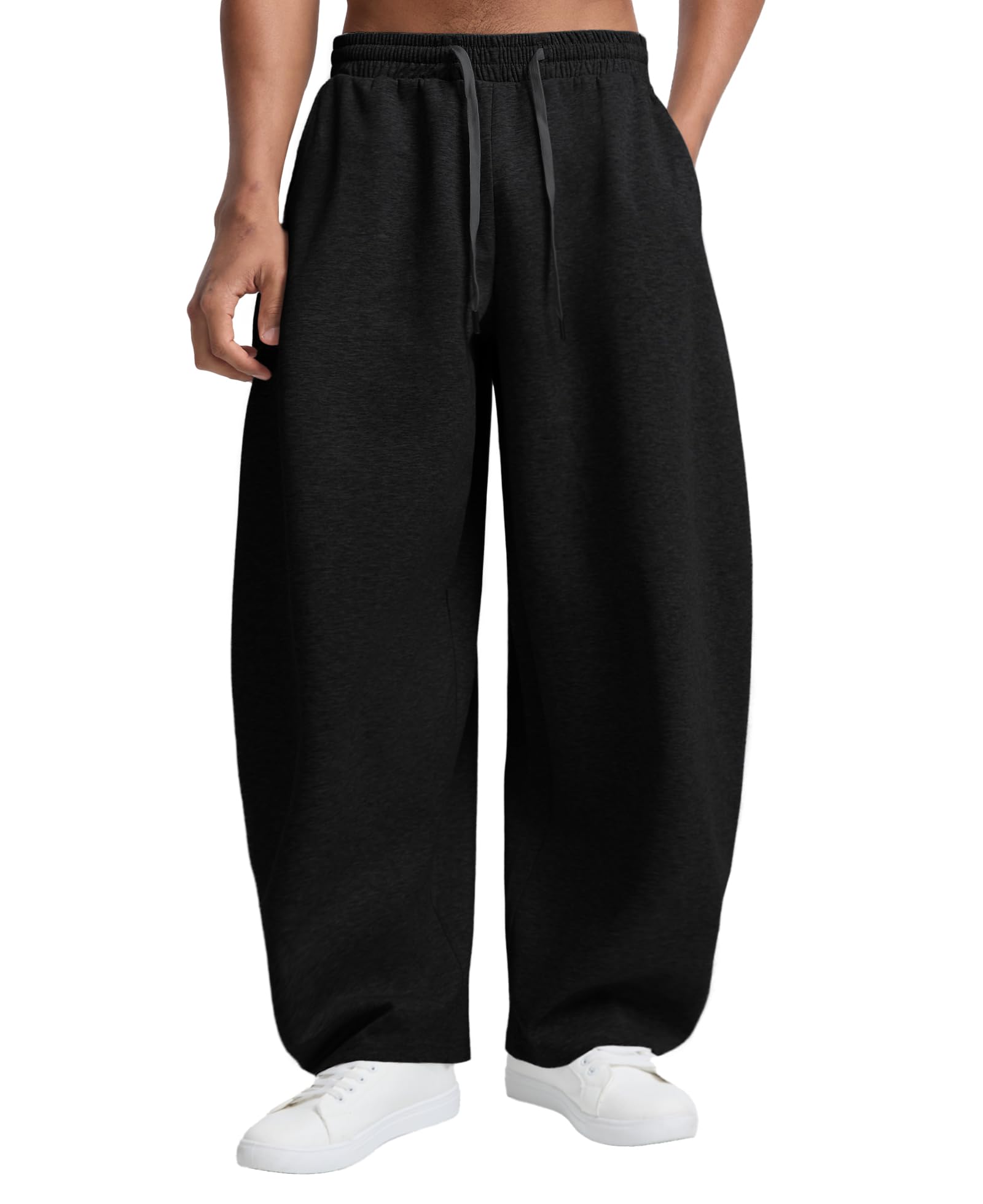 Susclude Mens Baggy Barrel Sweatpants Wide Leg Drawsting Loose Fit Casual Comfy Lounge Lightweight Gym Track Summer Pants