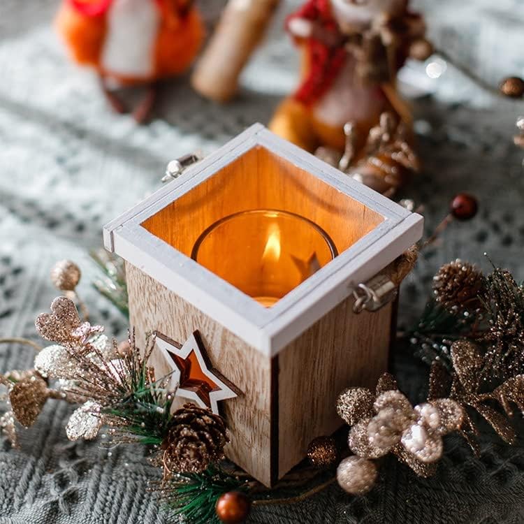 Christmas Tree Wood Box Candle Holder Ornament Randomly Picked Heart