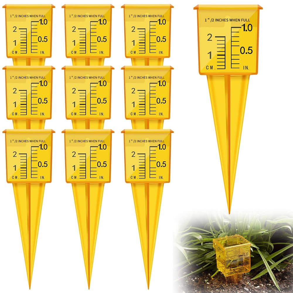 LINNNZI Rain Gauge Outdoor Sprinkler Gauge Transparent Water Measuring Tool Durable Plastic Sprinkler Gauge Instrument for Garden Lawn Backyard （Bright Yellow）