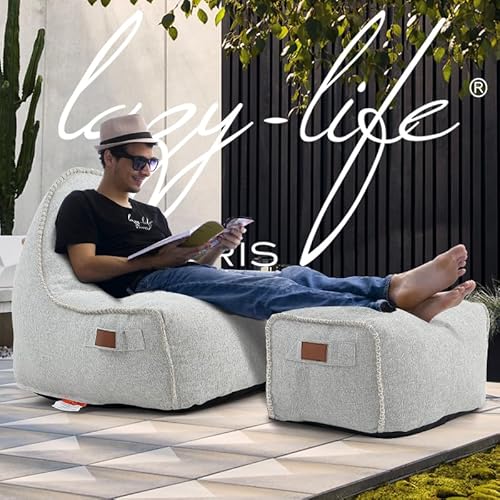 Patio Outdoor Weatherproof Water Proof Bean Bag Chair ,Outdoor bean bag lounger,High-Density Foam Filled ,Weather Resistant Waterproof UV-Protected ,outdoor beanbag Chair for Garden Terrace (Beige)