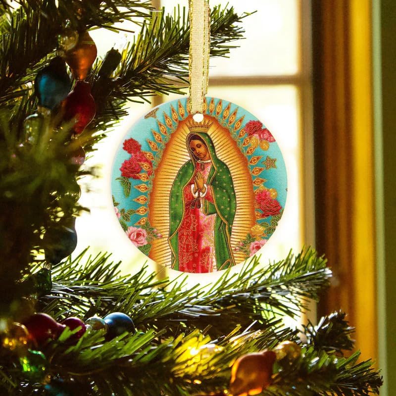 Our Lady of Guadalupe Glass Ornament - Traditional Catholic & Christian Christmas Decor, Religious Decorative Hanging Ornaments for Tree - Nativity, Faith - Image 2