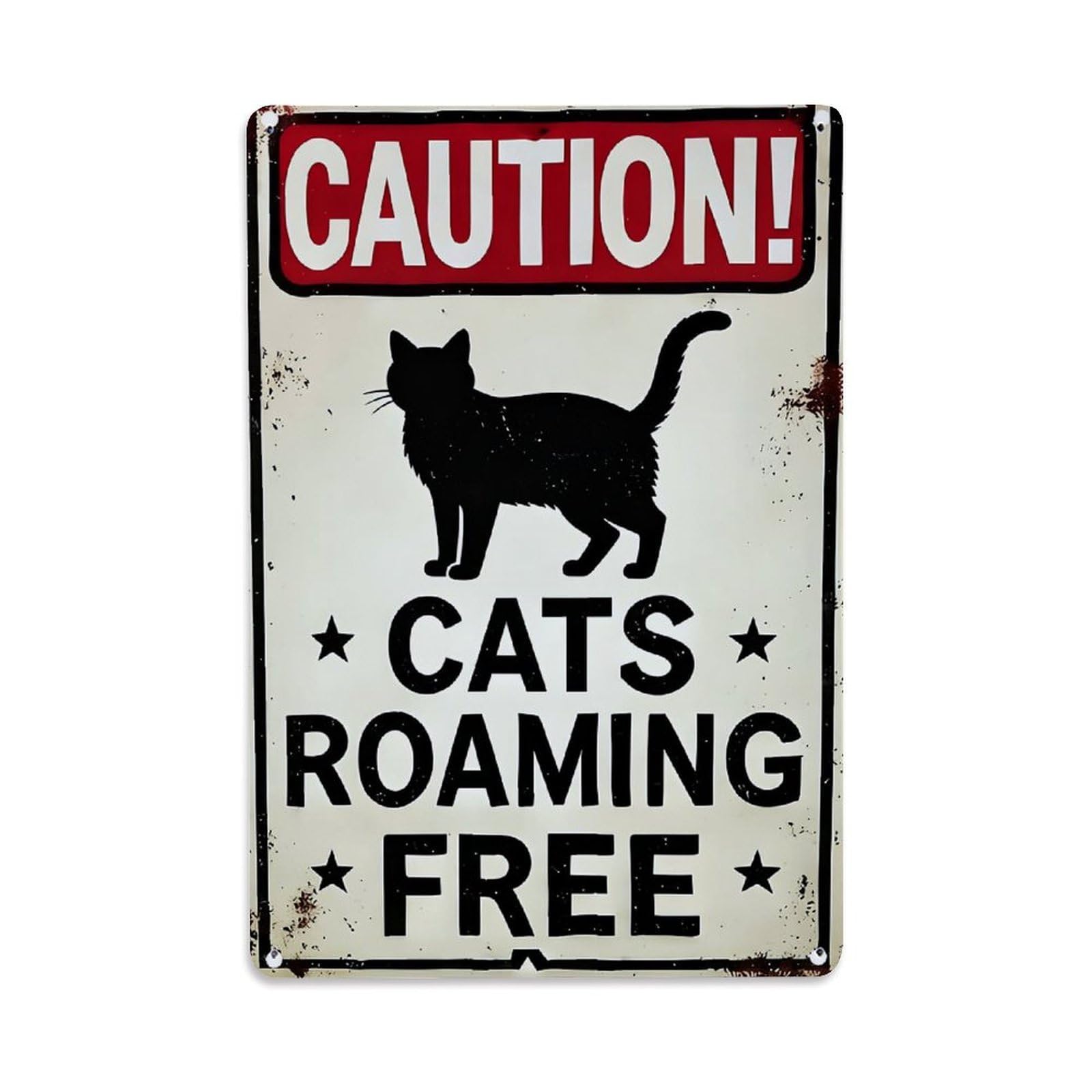 Nestemfo Vintage Caution Cats Roaming Free Sign Tin Sign Metal Sign, Living Room,Bar, Home, Bedroom Wall Decor,Retro Metal Poster 8X12 Inches