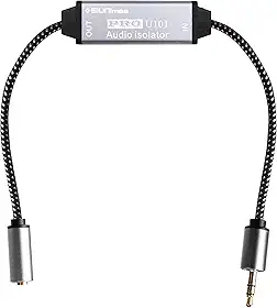 Filtro de ruído Pro AUX Capa de liga de alumínio durável com cabos trançados de nylon macho e fêmea isolador de ruído de zumbido para sistemas de reprodução de áudio automotivo e doméstico