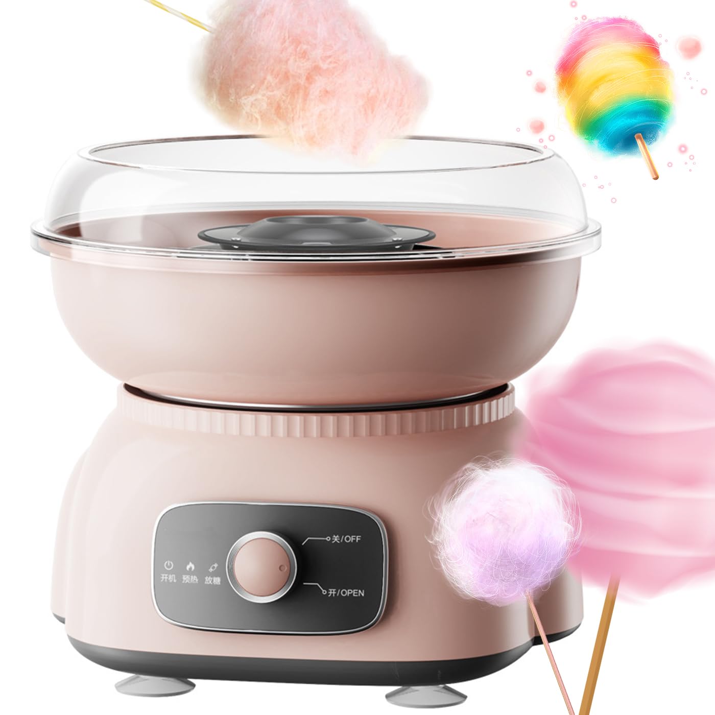 Máquina de algodón de azúcar con cuenco para prevención de salpicaduras, extraíble y lavable para reuniones, bodas, fiestas familiares, celebraciones de cumpleaños