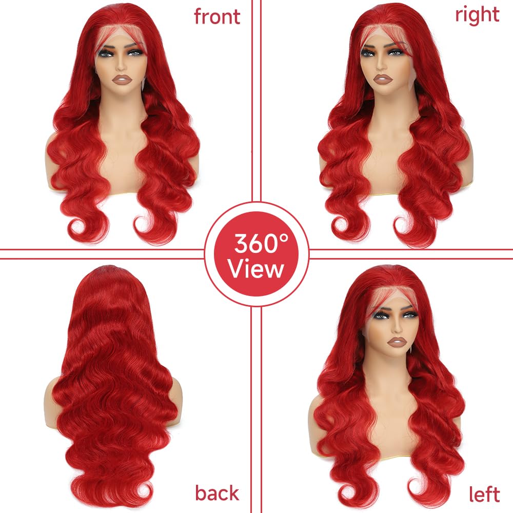 Amazon.com : Avolo Red Lace Front Wigs Human Hair 13x4 Red  display picture 3