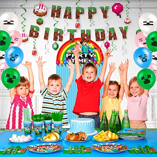Decorlife FYX01LDA31496 Pixel Game Birthday Party Supplies Serves 16 thumb #5