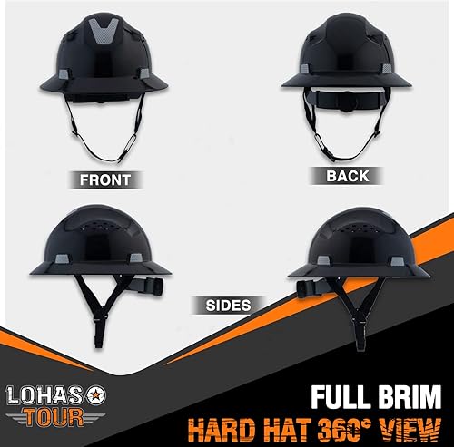 Miniatura 5 de Casco de seguridad de ala completa ventilado ANSI Z89.1 aprobado por la OSHA para hombres, mujeres y adultos