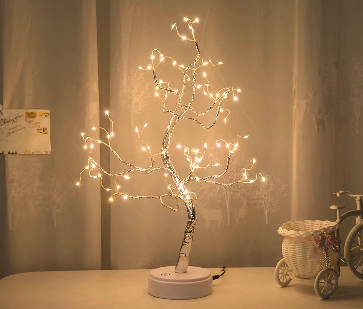 Byncceh 108LED Firefly Tree Lights - DIY Artificial Bonsai Tree Lamp, USB/Battery-Powered Touch Switch Warm Fairy Lights for Christmas Party Home Decoration (Warm White Light) 4