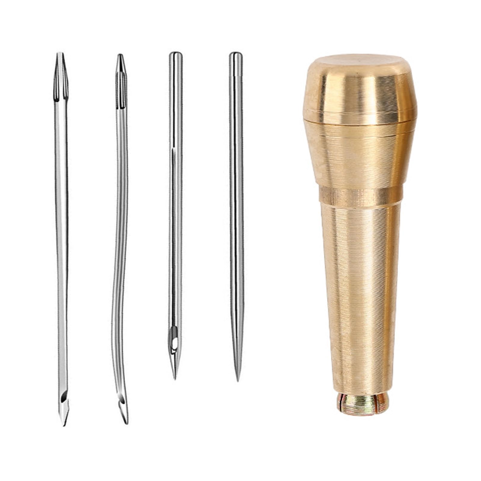 Sewing Needle Awl Tool Set with Metal Handle Canvas Leather Sewing Awl Leather Craft Needle Shoe for