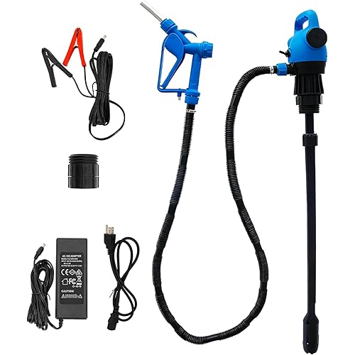 120V AC/12V DC Electric Drum Barrel Pump 55 Gallon Barrel Fuel Deliver Pumps with Built-in 2-Inch Bung Adapter 5 GPM Flow Rate w/ 34" to 49" Telescoping Tube Suitable for Diesel DEF Water Antifreeze