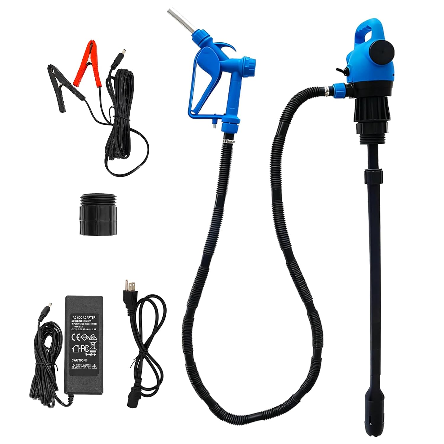 120V AC/12V DC Electric Drum Barrel Pump 55 Gallon Barrel Fuel Deliver Pumps with Built-in 2-Inch Bung Adapter 5 GPM Flow Rate w/ 34" to 49" Telescoping Tube Suitable for Diesel DEF Water Antifreeze