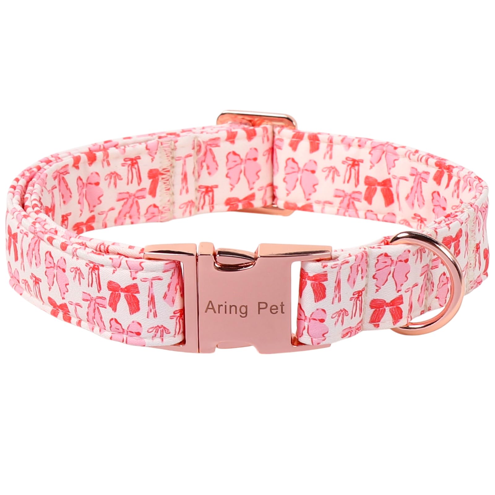 ARING PET Girl Dog Collar for Puppy Small Medium Large Dogs-Pink Red Bow S
