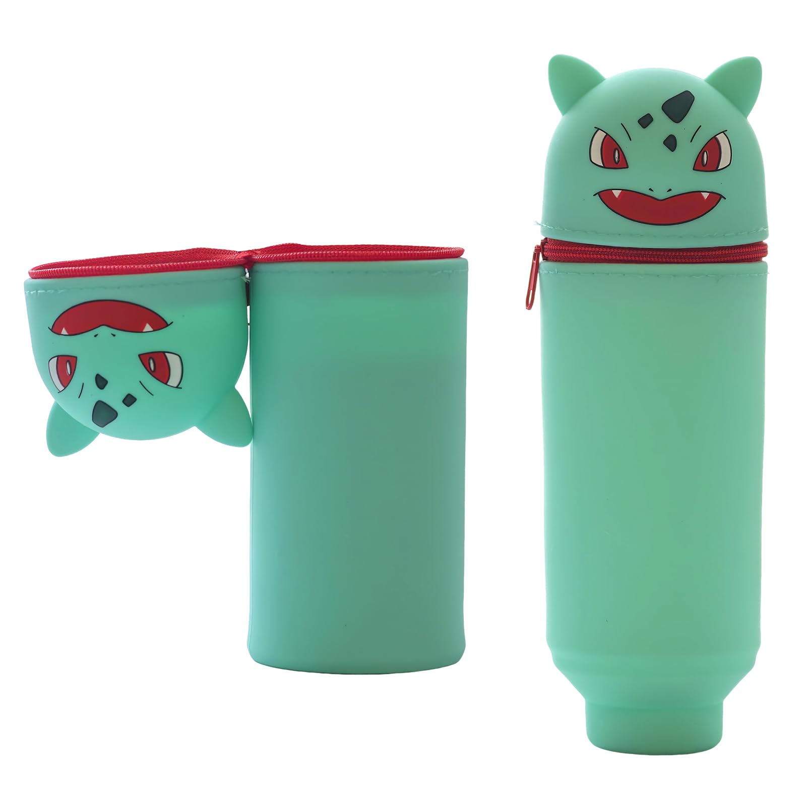 GOACRS Federmäppchen, Federtasche aus Weichem Silikon, Schlampermäppchen und Stifteköcher 2 in 1, Kawaii Stiftemäppchen Kleine Stiftehalter Cartoon Stiftetui, Grün Stiftetasche für Kinder Teenager