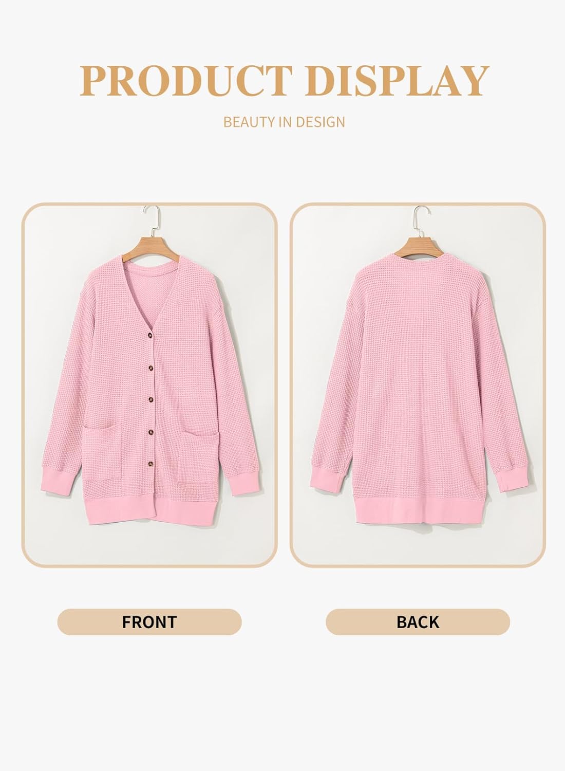 Eytino Womens Plus Size Cardigans Casual Long Sleeve Waffle Knit Front Button Tops(1X-5X) - Image 4