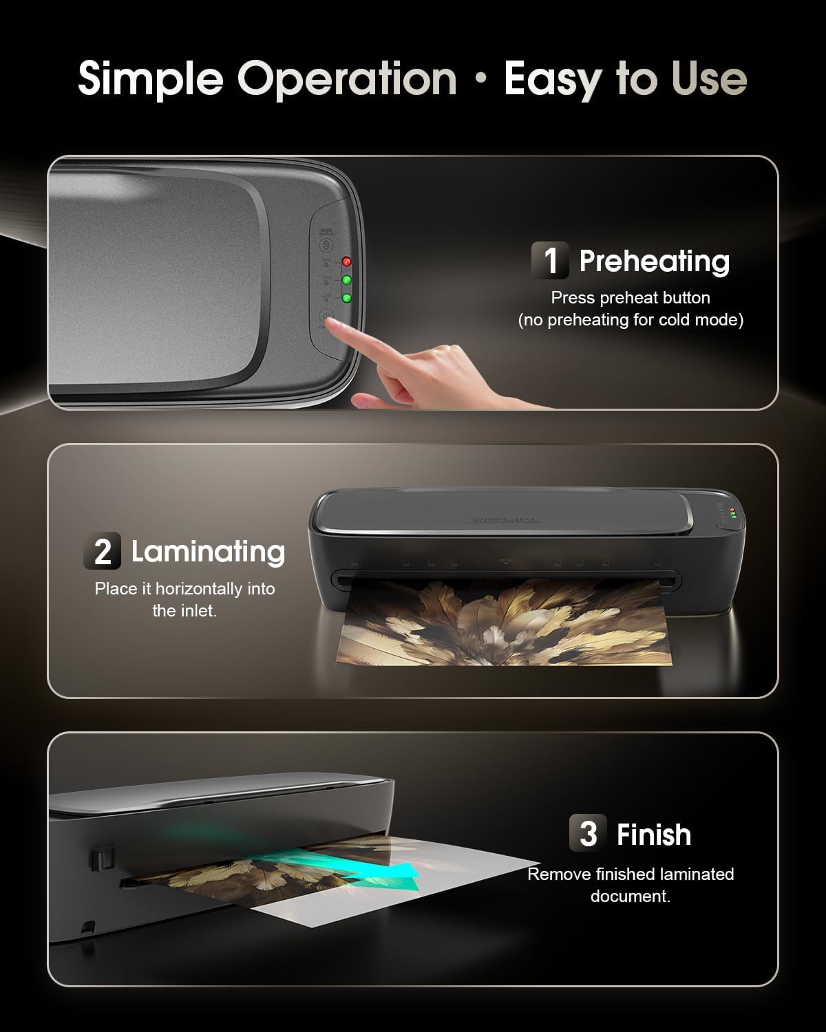 Qfun Laminator Machine 13 Inch Laminating Machine 11x17 and 20 Pack Laminating Sheets