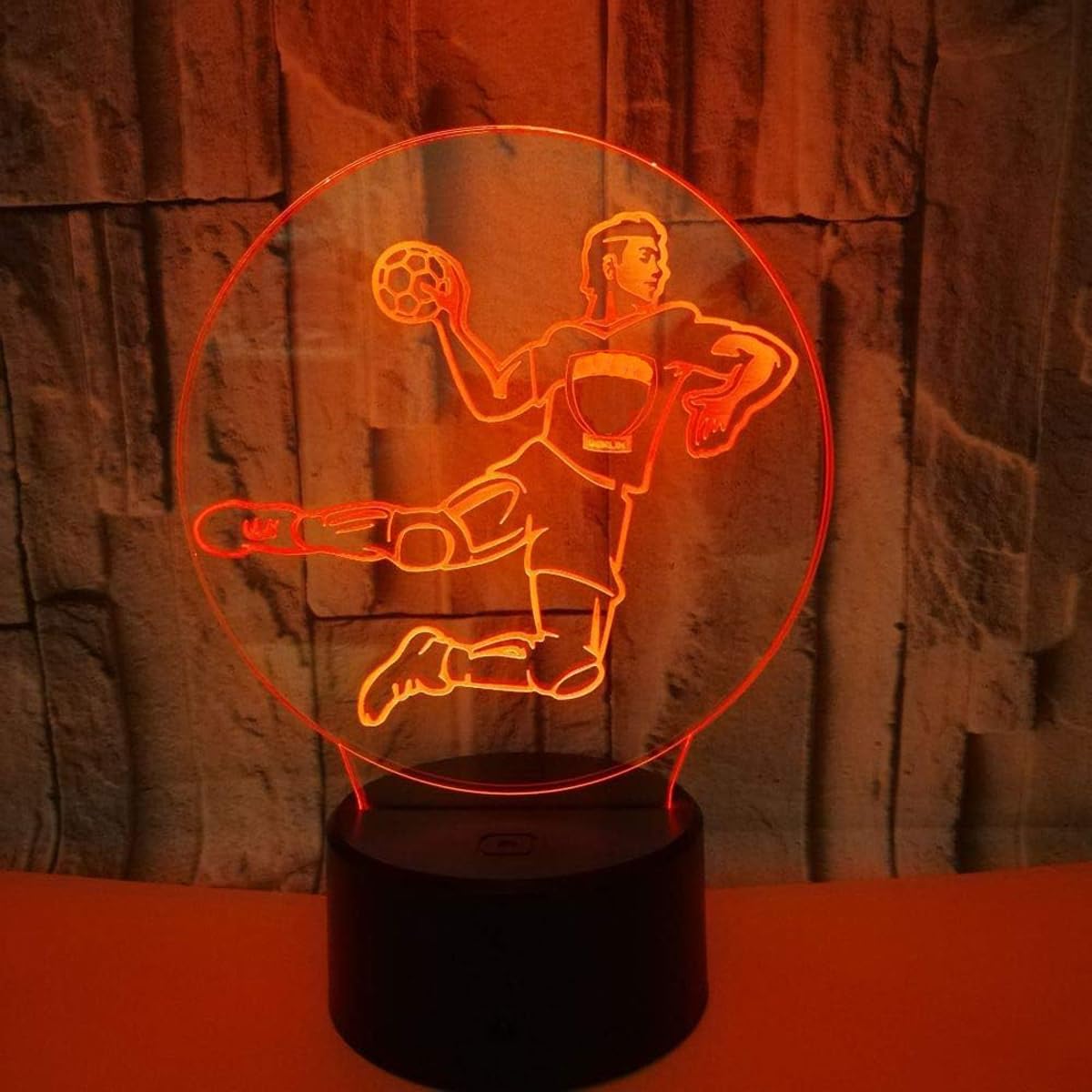Lampada 3D Illusione Ottica A Forma Di Pallamano – Luce Notturna LED Con 16 Colori, Telecomando E Alimentazione USB, Regalo Originale - 3