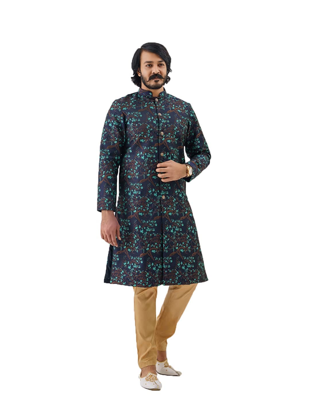 amzira Indo Western Blue Sherwani Set For Men-picture-15