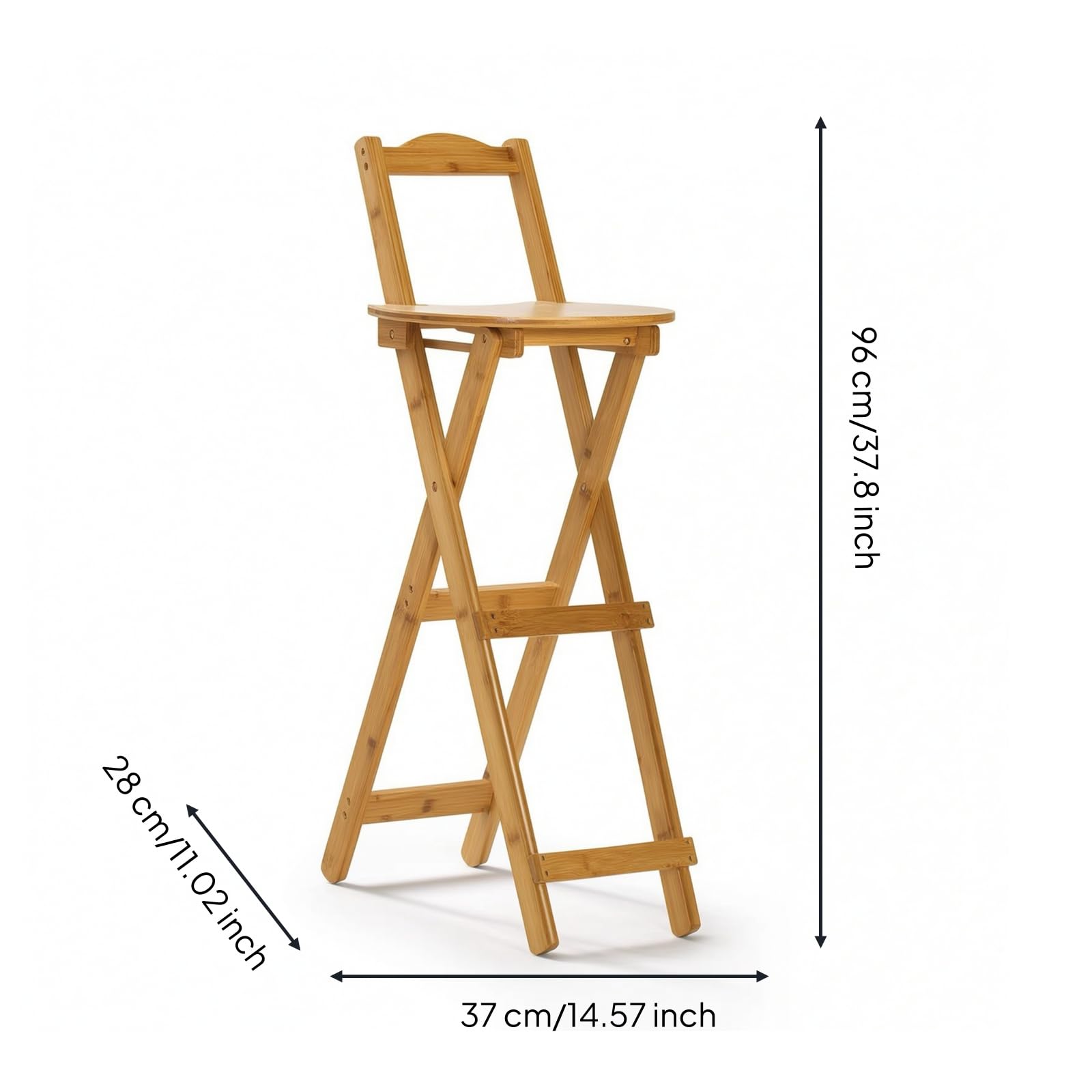 rockible Asiento Plegable para Mostrador Taburete Alto Silla de Barra Silla Plegable de Bambú con Respaldo y Plegado Totalmente Plano para Almacenaje Adecuada, Mediano 84CM, Color Original