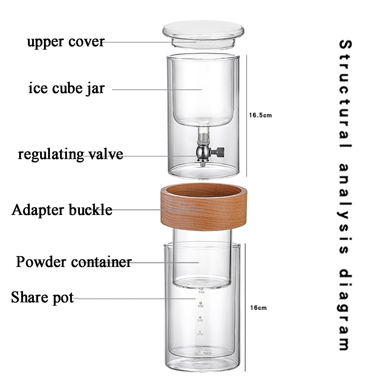 Cafetera Ice Cold Brew Dripper, tasa de goteo ajustable, capacidad de 500 ml, gotero de hielo desmontable para el hogar y la oficina