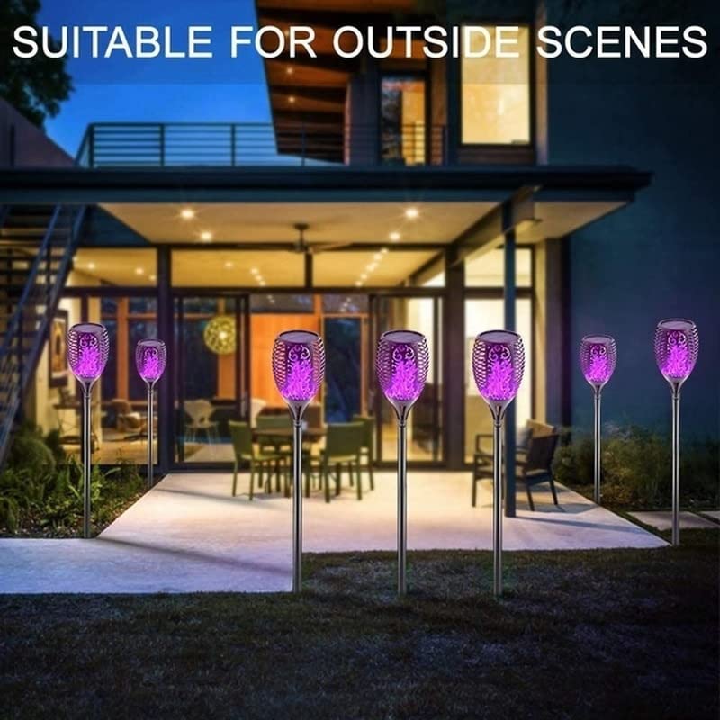 Iluminación exterior 1/2/4/6/8 Uds. Antorcha de llama Solar luz intermitente lámpara de pie decoración de jardín impermeable al aire libre césped camino Patio Para la decoración de jardines y patios.
