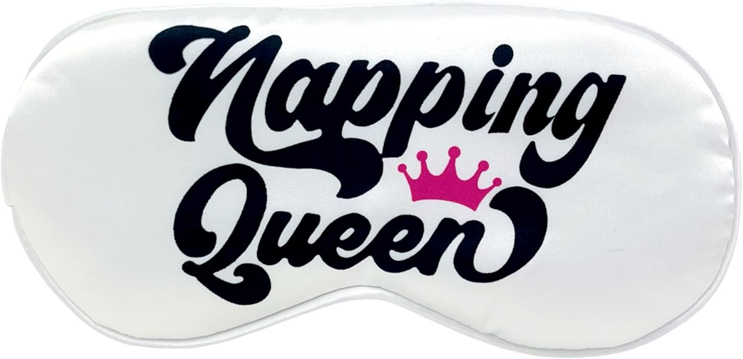 Napping Queen Funny Sleep Mask. Ultra Soft Sleeping Mask with Adjustable Strap. Gift for Women, Mom, Wife…on Birthday, Slumber Party. Get Well Soon Gift for Recovery. Christmas Stocking Stuffer.