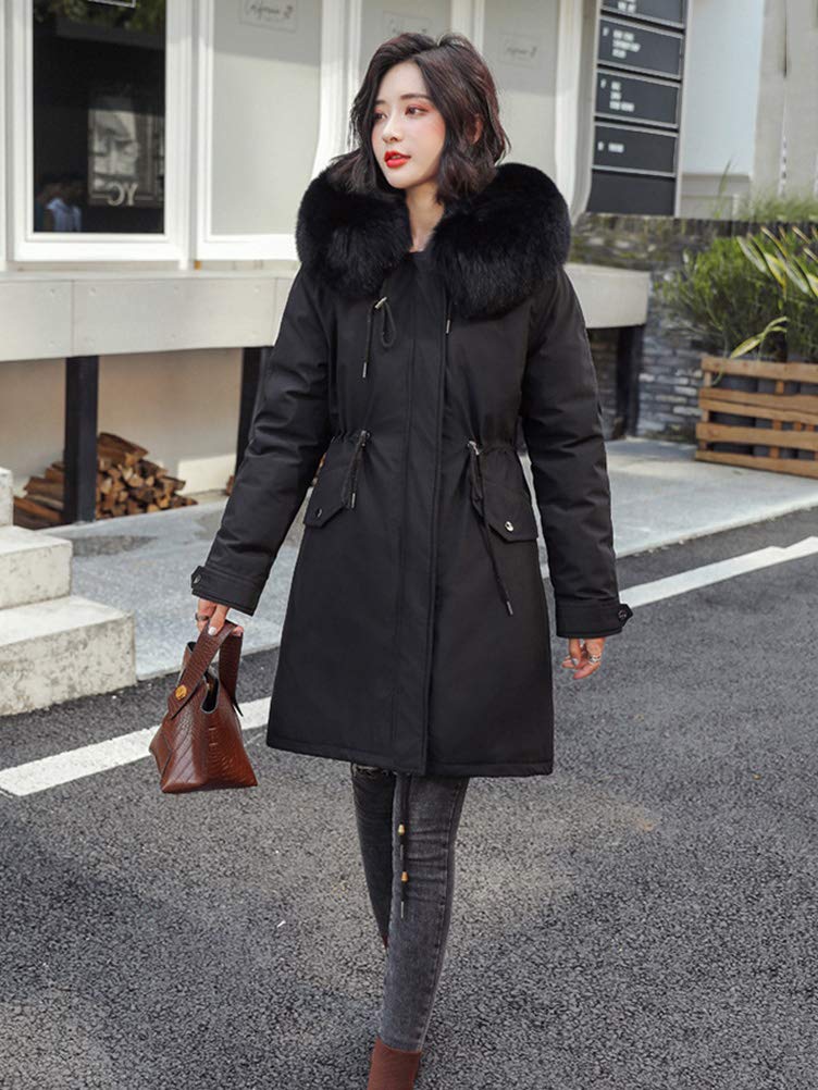 ORANDESIGNE Femme Doudoune Longue Manteau Zippé épais Chaud Parka Blouson Hiver Fourrure avec Capuche Elegant Hoodie Jacket Veste