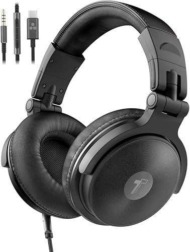 ENCASED Auriculares USB-C sobre la oreja con cable (V200 Pro) Auriculares de estudio para monitor de DJ de estudio cerrados, conector USB tipo C con