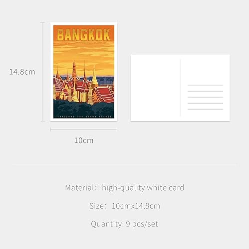 Miniatura 2 de gaeaverse Bangkok Tailandia - Postales de paisaje vintage 9 unids/set de tarjetas de felicitación de ciudades del mundo para viajes de negocios