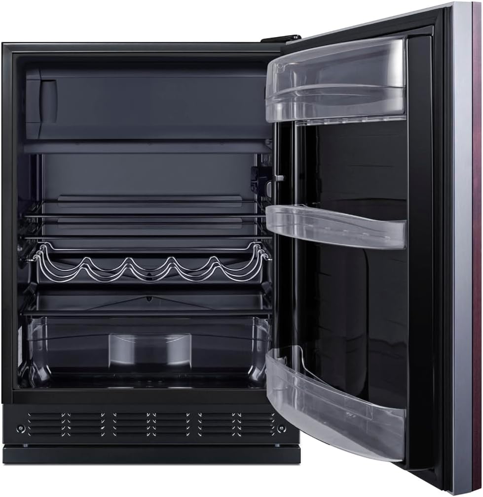 Summit CT66BK2SSRSIF 24” Wide Adjustable Under Counter Refrigerator-Freezer 4.9 cu.ft. with Panel-Ready Door (Panel Not Included) Automatic Defrost Operation, Black Interior (Panel Ready-RHD)