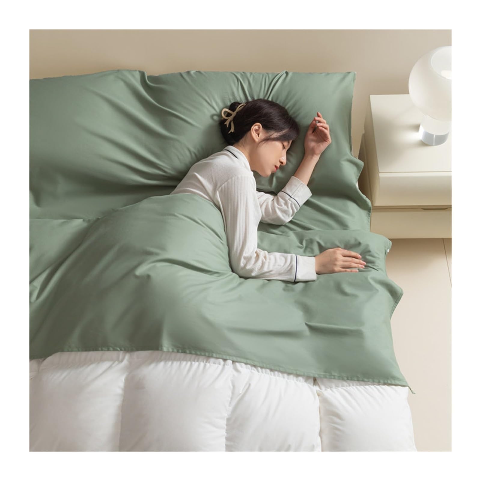 GBHMJU Sleeping Bag Liner Cotton Lighter Compact 3 Sizes Travel Sheets Adult Sleep Sack Soft for Backpacking Hotel Camping Hostels(Green,120x210cm-47x82)