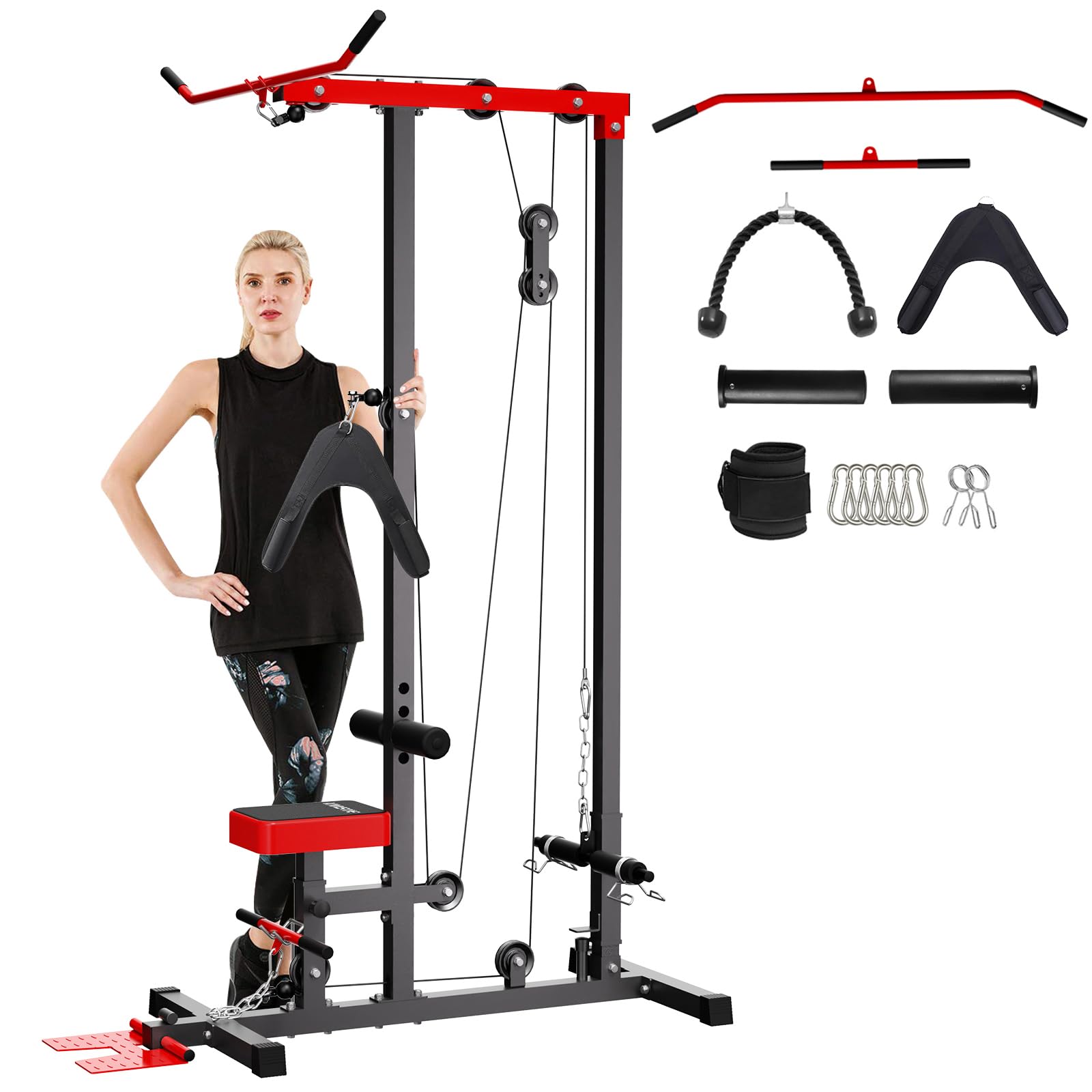 LAT Pull Down Machine Low Row Cable Pull Down Machine with Removable Flip-up Foot Plate